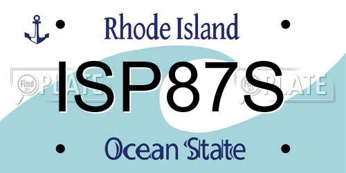 ISP87S Rhode Island License Plate
