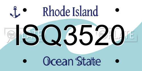 ISQ3520 Rhode Island License Plate