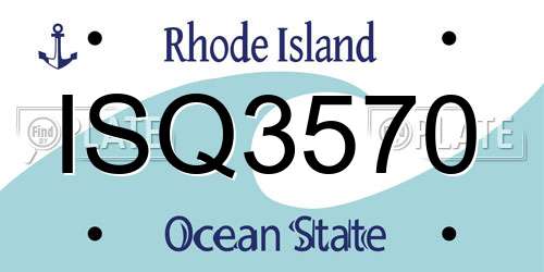 ISQ3570 Rhode Island License Plate