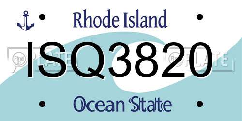 ISQ3820 Rhode Island License Plate