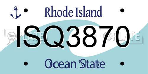 ISQ3870 Rhode Island License Plate