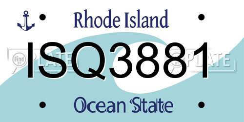 ISQ3881 Rhode Island License Plate