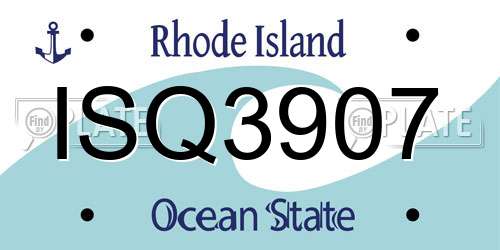 ISQ3907 Rhode Island License Plate