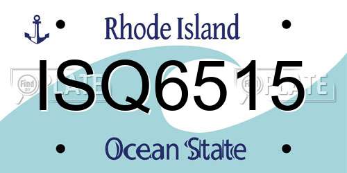 ISQ6515 Rhode Island License Plate