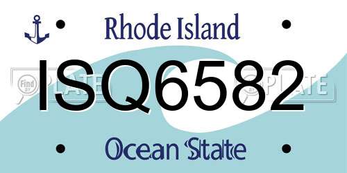 ISQ6582 Rhode Island License Plate