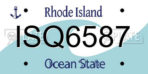 ISQ6587 Rhode Island License Plate