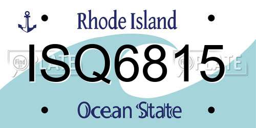 ISQ6815 Rhode Island License Plate