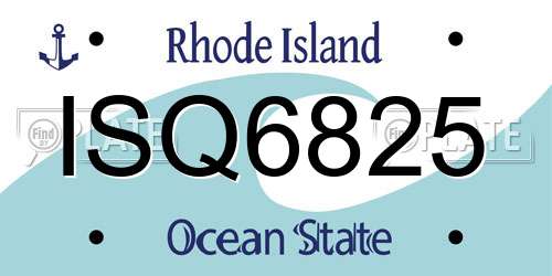 ISQ6825 Rhode Island License Plate