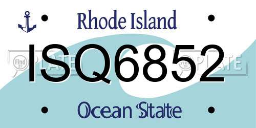 ISQ6852 Rhode Island License Plate