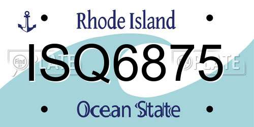 ISQ6875 Rhode Island License Plate