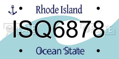 ISQ6878 Rhode Island License Plate