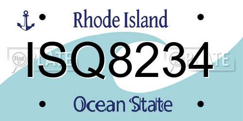 ISQ8234 Rhode Island License Plate