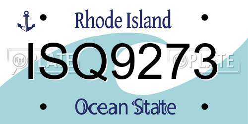 ISQ9273 Rhode Island License Plate