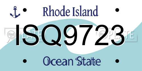 ISQ9723 Rhode Island License Plate