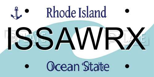 ISSAWRX Rhode Island License Plate