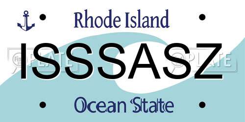 ISSSASZ Rhode Island License Plate