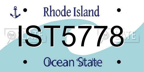 IST5778 Rhode Island License Plate
