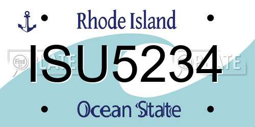 ISU5234 Rhode Island License Plate