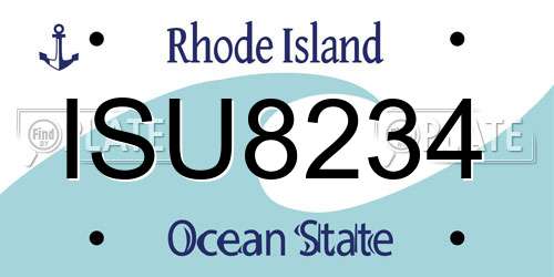 ISU8234 Rhode Island License Plate