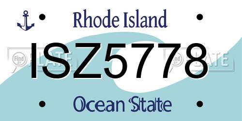 ISZ5778 Rhode Island License Plate