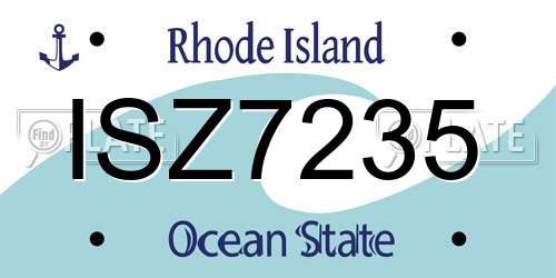 ISZ7235 Rhode Island License Plate
