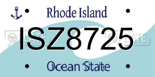 ISZ8725 Rhode Island License Plate