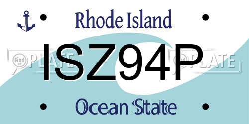 ISZ94P Rhode Island License Plate