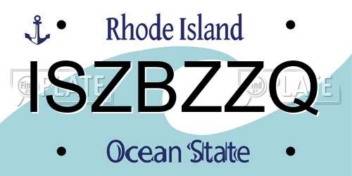 ISZBZZQ Rhode Island License Plate