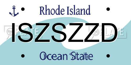 ISZSZZD Rhode Island License Plate