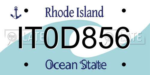 IT0D856 Rhode Island License Plate