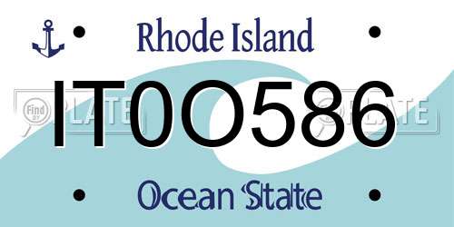 IT0O586 Rhode Island License Plate