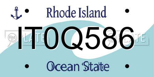 IT0Q586 Rhode Island License Plate