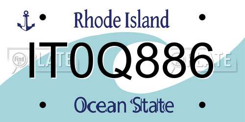IT0Q886 Rhode Island License Plate