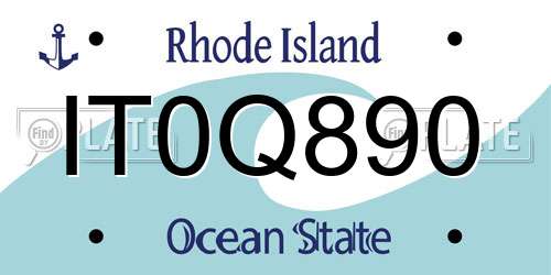 IT0Q890 Rhode Island License Plate