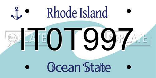 IT0T997 Rhode Island License Plate