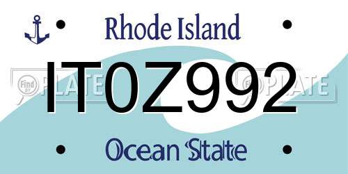 IT0Z992 Rhode Island License Plate