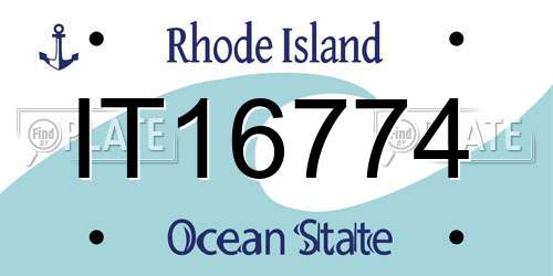 IT16774 Rhode Island License Plate