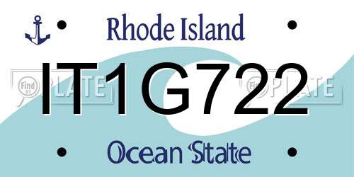 IT1G722 Rhode Island License Plate