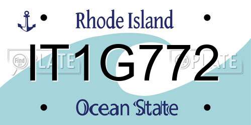 IT1G772 Rhode Island License Plate