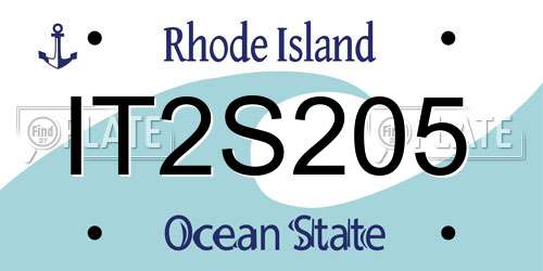 IT2S205 Rhode Island License Plate