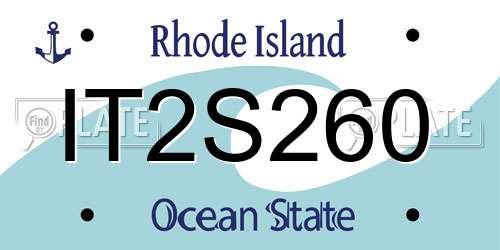 IT2S260 Rhode Island License Plate