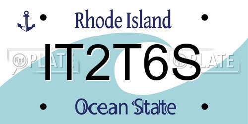 IT2T6S Rhode Island License Plate
