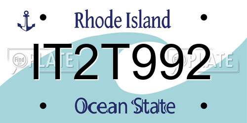 IT2T992 Rhode Island License Plate