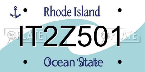 IT2Z501 Rhode Island License Plate