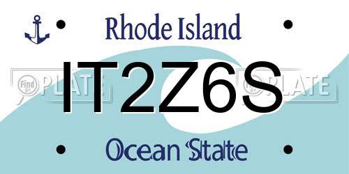 IT2Z6S Rhode Island License Plate