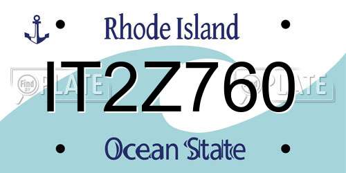 IT2Z760 Rhode Island License Plate