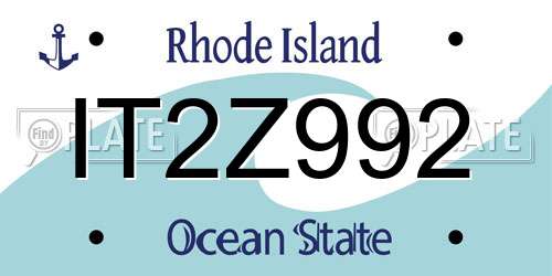 IT2Z992 Rhode Island License Plate