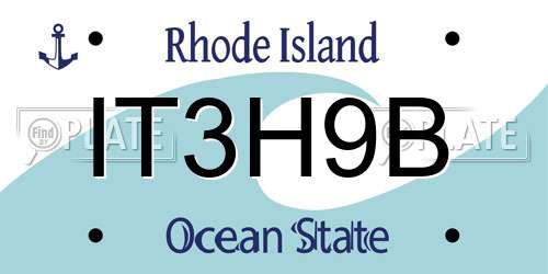 IT3H9B Rhode Island License Plate