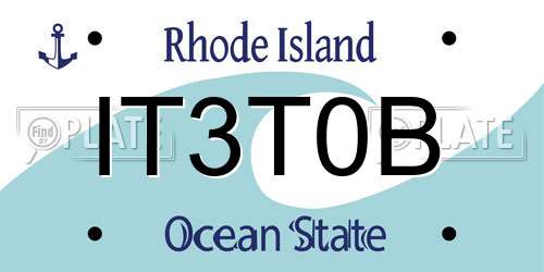 IT3T0B Rhode Island License Plate