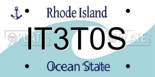 IT3T0S Rhode Island License Plate
